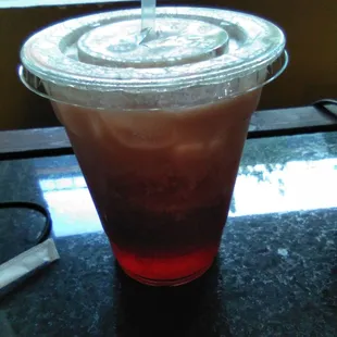 Pomegranate iced tea with 2% milk