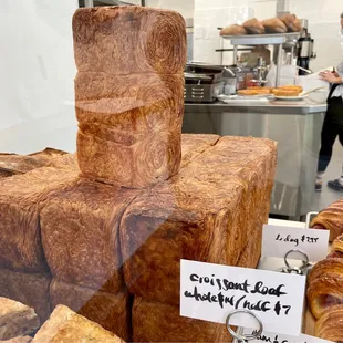 Blocks of croissant in loaf form