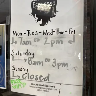 a sign in the window