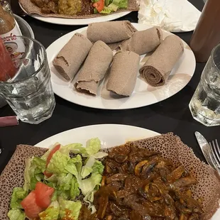 Both dishes served with lots of injera