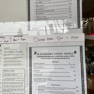 menus and prices on a table