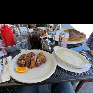 Buttery Vanilla Orange French Toast Special and grits