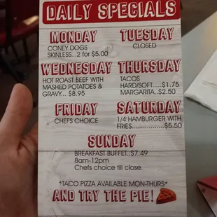 Daily specials