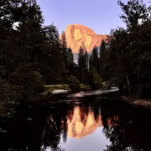 Half Dome Alpenglo at Yosemite Valley.