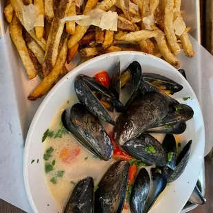 white wine mussels