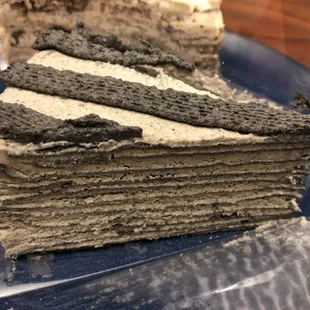 1 Piece Black Sesame Mille Crepe Cake $9