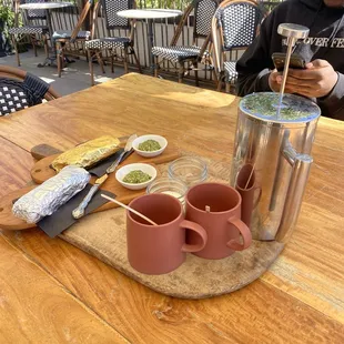 Breakfast burrito with coffee