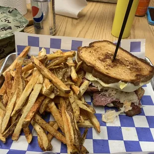 Reuben and French fries.