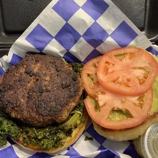 a hamburger and a pickle