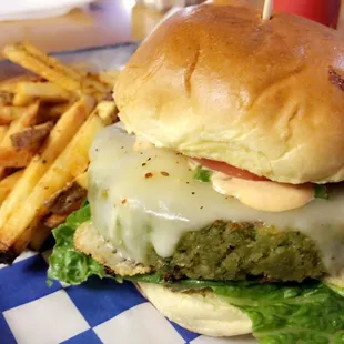 Build your own burger option.  To my surprise, falafel was an option.