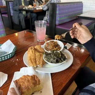 Catfish, yams &amp; collard greens