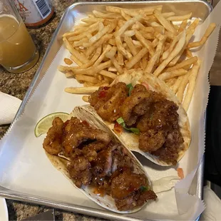Sweet chili calamari tacos.