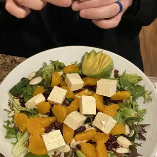 Mandarin orange salad w/tofu.