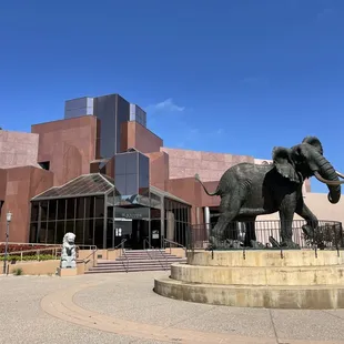 Lion and elephant statue at entrance