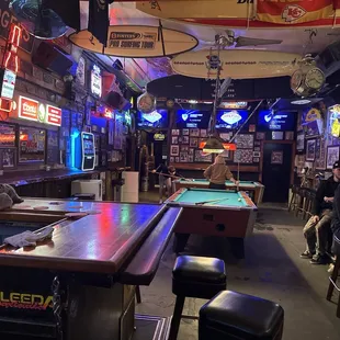a pool table in a bar