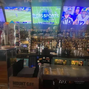 Great tvs and a variety of booze!