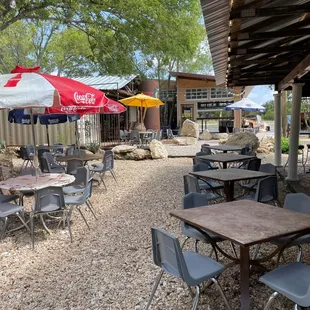 tables and umbrellas