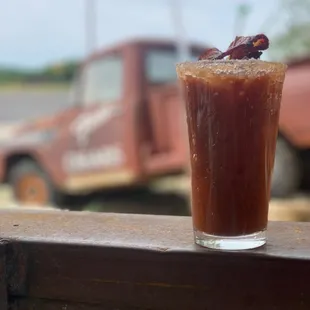 a bloody drink on a table