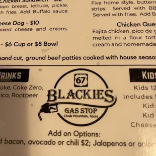 Part menu, business name