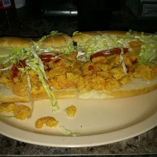 Shrimp Po-boy; dressed.
