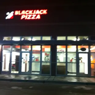 Storefront night shot.