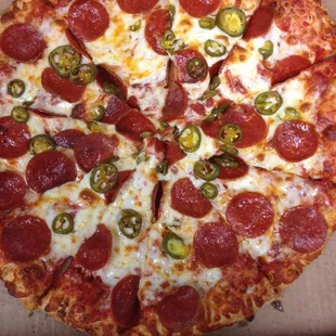Pepperoni and Jalapeño Pizza