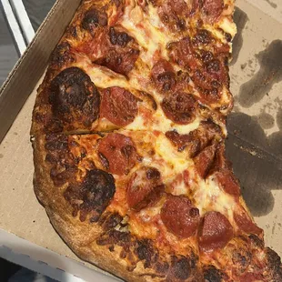 a slice of pepperoni pizza