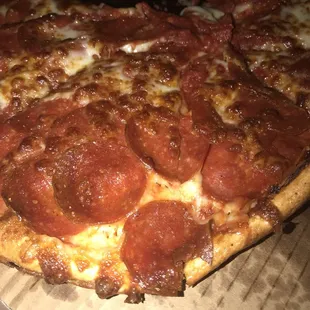 Thin crust pepperoni pizza