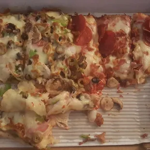 Half eaten, uncooked pizza that the "manager" said they had to come back for inordwe to issue our refund.