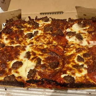 We liked it. Deep dish w/ pep, sausage, xtra cheese &amp; sauce