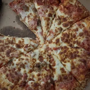 Custom pizza, so good I stole a slice while I took the photo!