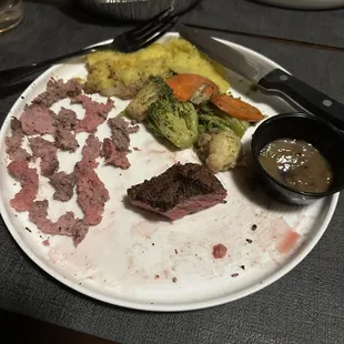 Terrible quality steak.
 It looked great but it was not.