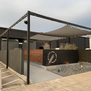 Outdoor entry and seating area