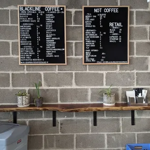 Coffee menu