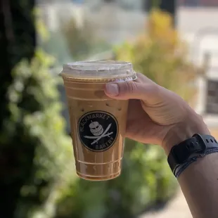 Large iced latte with lavender