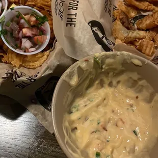 Mixed my pico with their hot cheese to try and offset the heat