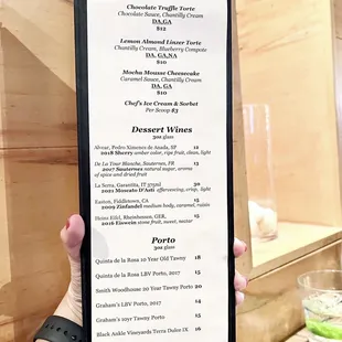 Desserts Menu