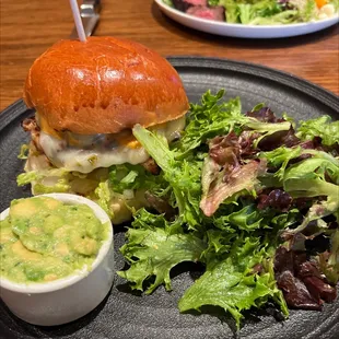 Grilled chicken with salad and guacamole