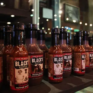 a row of barbecue sauces