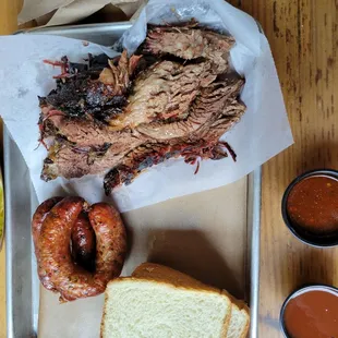Fatty brisket, sausage
