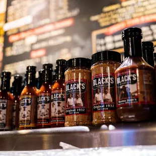 a row of barbecue sauces