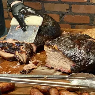 Meat, Brisket, jalapeño sausage, yum