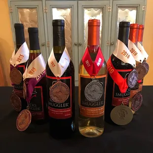 five bottles of wine