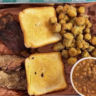 Rib &amp; Briscuit Combo (tasty, but the briscuit was extra 'fatty' today).