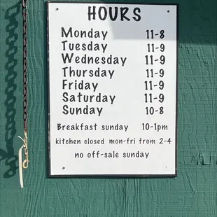 Kitchen closed M-F from 2-4pm