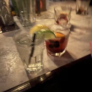 (Blurry sorry) old fashioned and water
