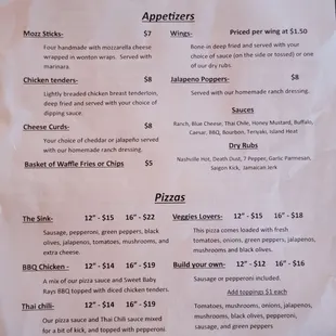 Clubhouse food menu as of 7/31/2022