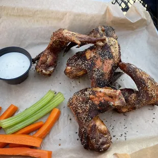 chicken wings and carrots