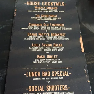 menu