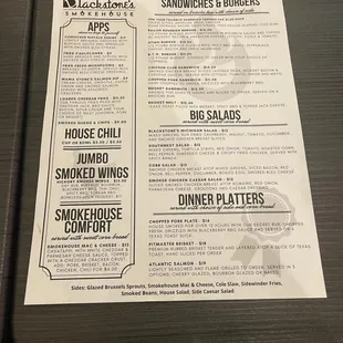 the menu